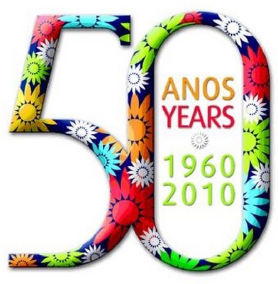 Sinal da marca 50 ANOS YEARS 1960 2010