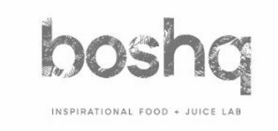 Sinal da marca BOSHQ INSPIRATIONAL FOOD + JUICE LAB